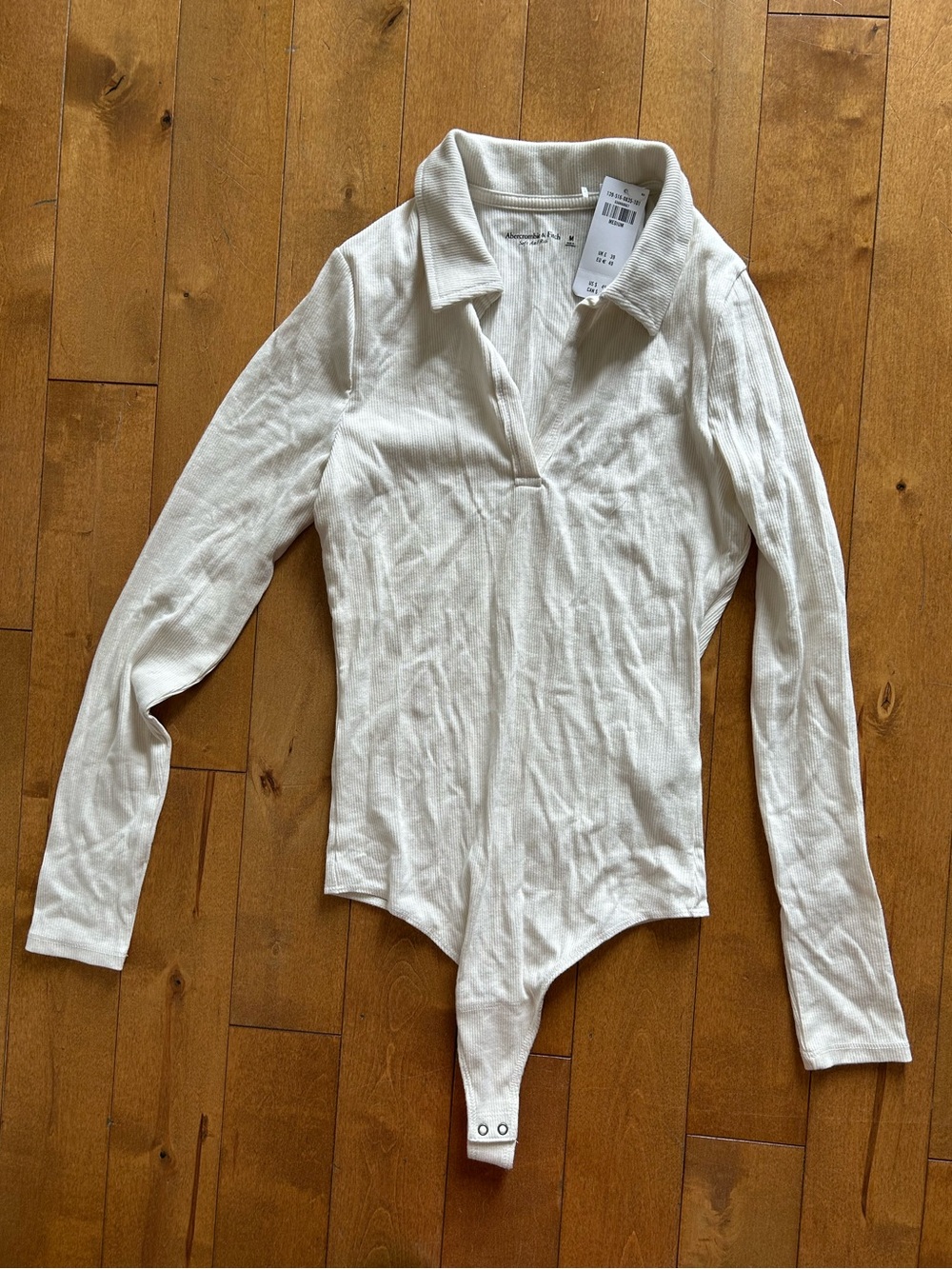 Abercrombie & Fitch Ribbed Long Sleeve Polo Bodysuit